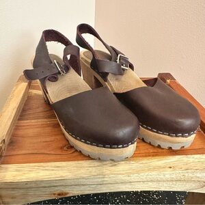 MIA Dark Brown/Maroon Leather Mules